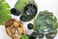 ���� ������� ������������� Leaves 45�38�� LEAVES-Monstera-6set