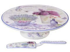 Тортовница на ножке с лопаткой Лаванда 27см 924-361