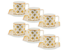 Набор чашек для кофе с блюдцами белый с золотом 120мл 926-017