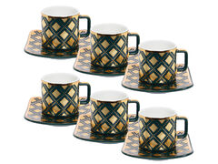 Набор чашек для кофе с блюдцами зеленый с золотом 120мл 926-019