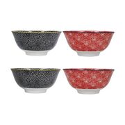 Набір піал Red and Black Floral 15,5см KCBOWL15PK4RBK