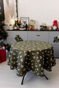 Скатертина з люрексом Шапочки на зеленому 180см 4823093465886