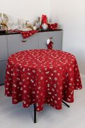 Скатертина з люрексом Дзвіночки на червоному 180см 4823093465879