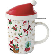 Кухоль з кришкою та ситечком Christmas friends friends Santa 370мл R1345#CRFR_3