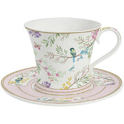 Чашка для завтрака с блюдцем Birds Melody 350мл R1785#BIME