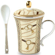 Кружка с крышкой и ложкой Glamour 300мл PM0139#LCBE