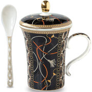 Кружка с крышкой и ложкой Glamour 300мл PM0139#LCBK