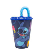 Стакан детский с крышкой и трубочкой Stitch 430мл 75030