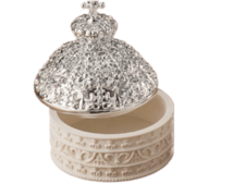 Шкатулка белая с серебряной крышкой 5,8см 6244/785