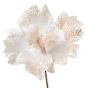 Ёлочное украшение Цветок белый с блестками 25см 5900410587489