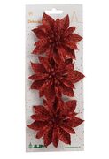Набор ёлочных украшений Цветок красный с блестками 8,5см 5900410223998