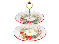 Етажерка 2-х ярусна Різдвяний Вінок 24,5см 858-0171
