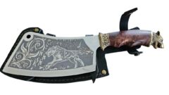 Нож-секач в кожаном чехле Волк 15см 187-2044