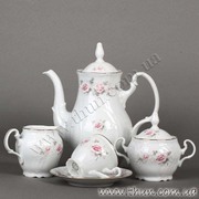 Кофейный сервиз Bernadotte Бледные розы с золотой каймой 6/17