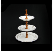 Трехъярусная этажерка Marie Loiuse Платиновые вензеля 25см