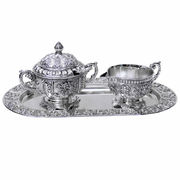 Сахарница с ложкой+молочник на подносе 150мл 466-1109