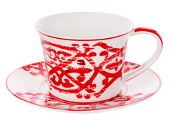 Чашка для чая с блюдцем Сицилия red 220мл 924-766 - в интернет-магазине Мир посуды Чашка для чая с блюдцем Сицилия red 220мл 924-766 - Мир посуды