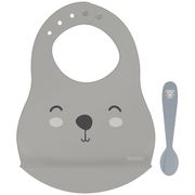 Набор детской слюнявчик+ложка Baby le petit gray 23797/604